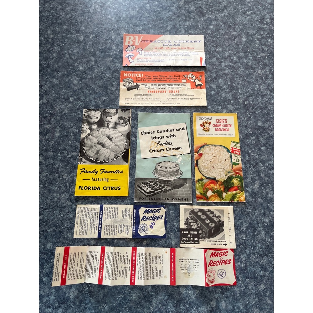 Vintage Recipe Booklet Lot Bordens Knox Florida Citrus Mid Century Ephemera